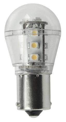 S&H 36749 LED Kugelform 15SMD 25x48mm BA15s 10-30VDC 10-18VAC 1,6W 2700K klar