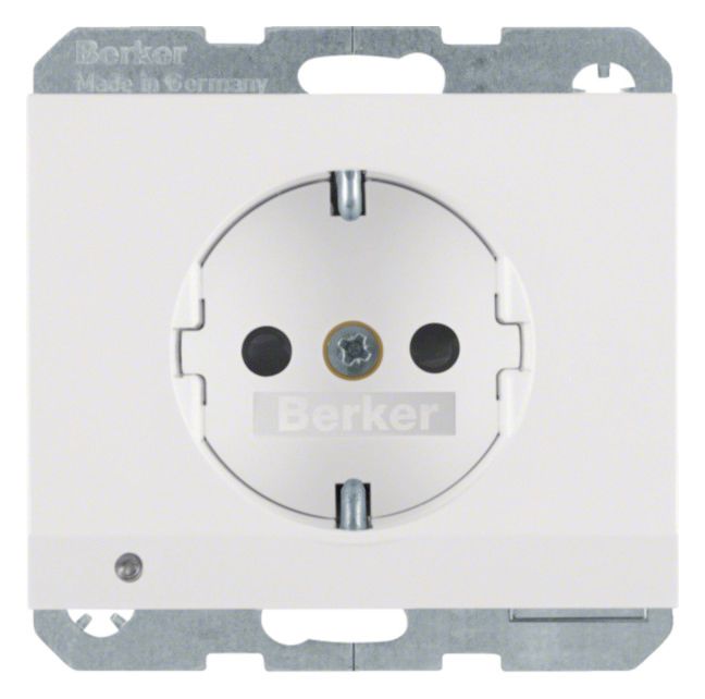Berker 41097009 Steckdose SCHUKO+LED K.1 polarweiß glänzend