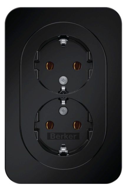 Berker 47742045 Doppelsteckdose SCHUKO m Abdeckplatte Berker R.1 schwarz
