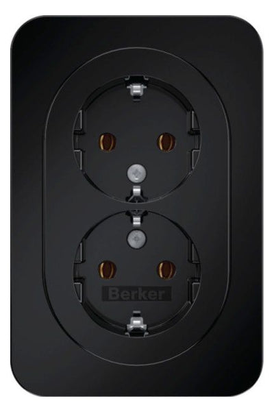 Berker 47742045 Doppelsteckdose SCHUKO m Abdeckplatte Berker R.1 schwarz