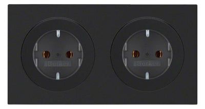 Berker 47202045 Steckdosen-Kombi SCHUKO 2fach m.Rahmen R.3 schwarz glänzend