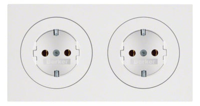 Berker 47202089 Steckdosen-Kombi SCHUKO 2fach m.Rahmen R.3 polarweiß glänzend