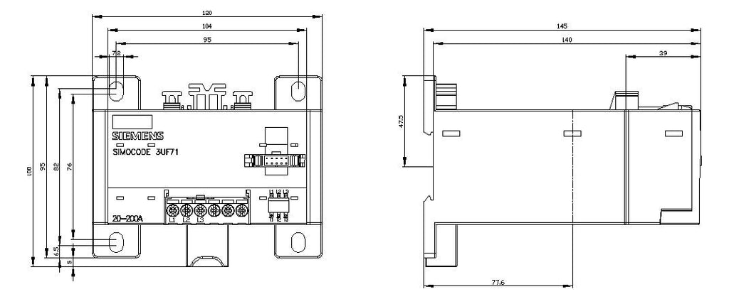 Siemens 3UF7113-1AA01-0 Strom-/Spannungs modul V2 20-200A 120mm Durchsteckw.