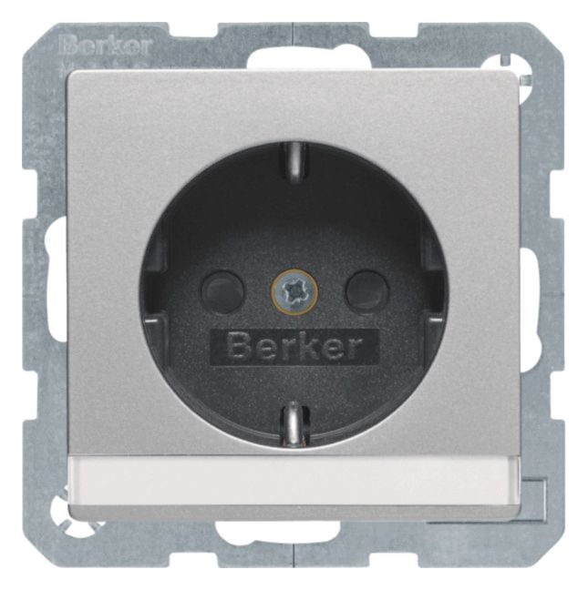 Berker 47496084 Steckdose SCHUKO m.B-feld+erh.BS Q.1/Q.3 alu samt lack.