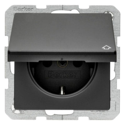 Berker 47516066 Steckdose SCHUKO+Klappd. Q.1/Q.3 anthrazit samt