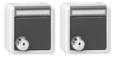 GIRA 456030 Set 2xSCHUKO Klappdeckel Schloss gleich+BSF WG AP IP44 Grau