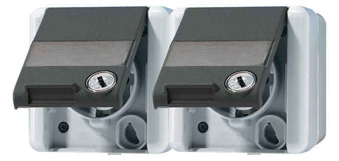 Jung 8220NAWSLTS SCHUKO® 2fach-Steckd.m. SL u.TS waag.