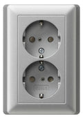GIRA 078326 SCHUKO-Doppelsteckdose SH+ Vollplatte System 55 Farbe Alu