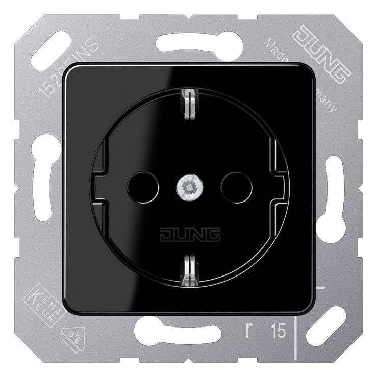 Jung CD5120BFSW SCHUKO Steckdose f.Klappdeckel bruchsicher schwarz