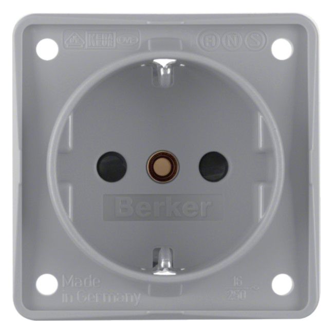 Berker 941952506 Steckdose SCHUKO m.erh.BS Integro grau matt