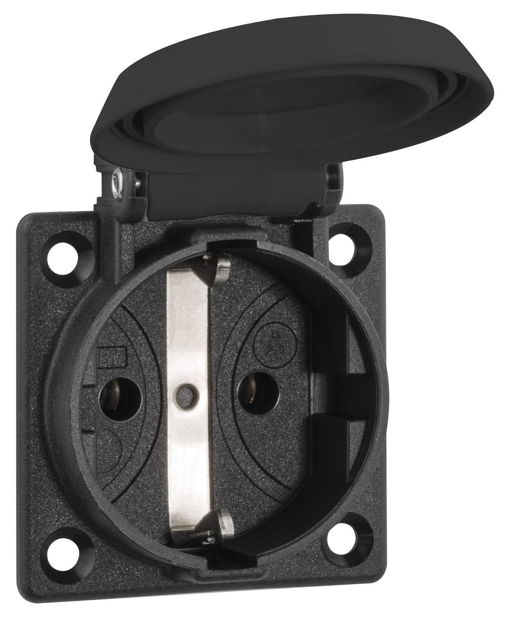 ABL 1661000 SCHUKOClassic Thermoplast Einbausteckdose Klappdeckel IP54 schwarz