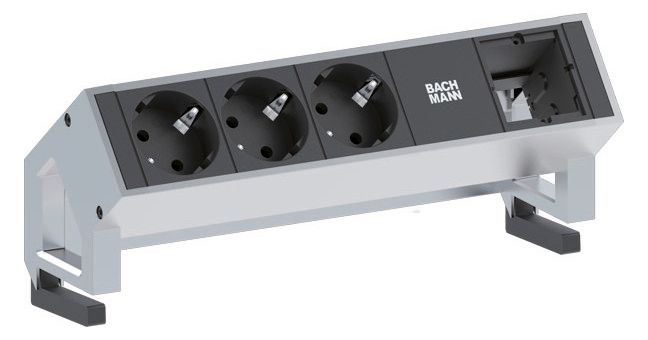 Bachmann 902.400 DESK2 3xSchuko 1xABD Strom 0,2m GST18 Inox lackiert