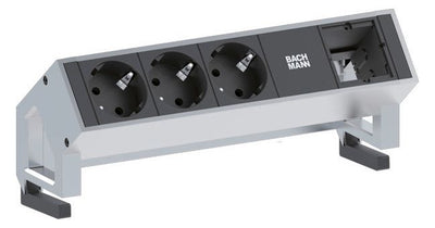 Bachmann 902.400 DESK2 3xSchuko 1xABD Strom 0,2m GST18 Inox lackiert