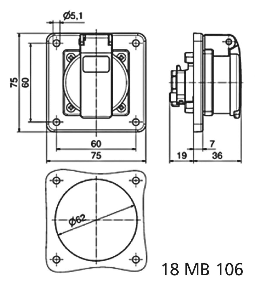 Bals 71116 Schuko-Anbausteckdose gerade QC 16A 3p IP54 schwarz ortsveränderlich