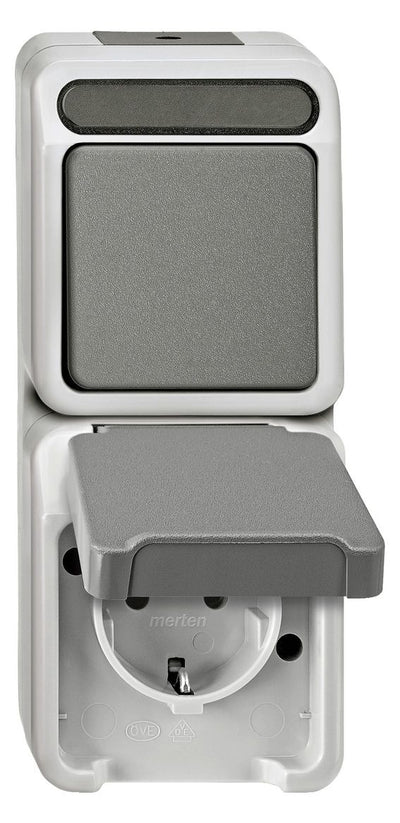Mert MEG 3494-8029 Kombination SCHUKO- Steckdose lichtgrau m.BRS AQUASTAR