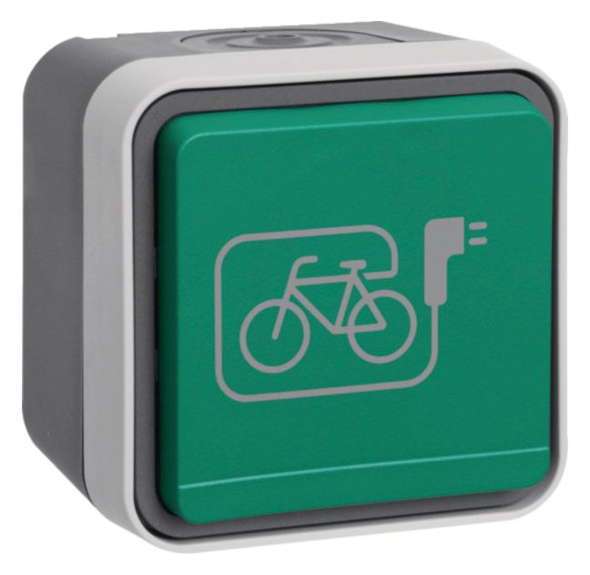 Berker 47403533 Steckdose SCHUKO m.grünem Klappd. u.Sym.E-Bike Ap W.1