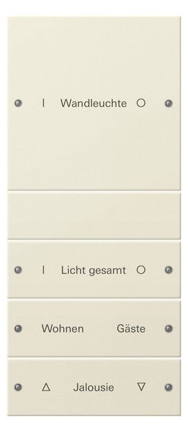 GIRA 220401 Wippenset 4fach (1+3) beschreib. System 55 Cremeweiß glänzend