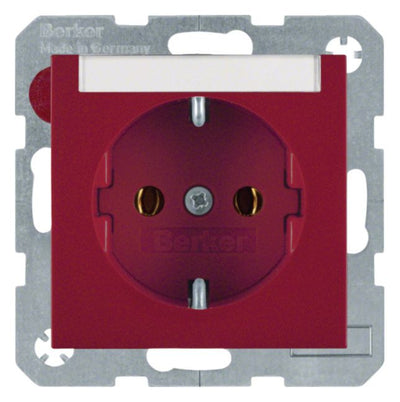 Berker 47508902 Steckdose SCHUKO m.B-feld S.1 rot glänzend
