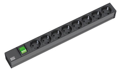 Bachmann 333.505 19" 1HE 8xSchuko Strom 2m Schuko schwarz 1xSchalter