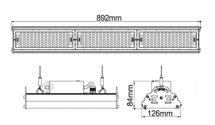 S&H 90350 LED Hallenstrahler Balken 925x135,4x84mm 100-277V 150W 18750Lm