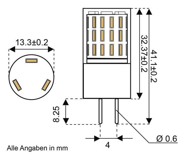 S&H 31397 LED-Röhrenform 45SMD 13,1x41,1mm dimmbar G4 10-30VDC 10-24VAC
