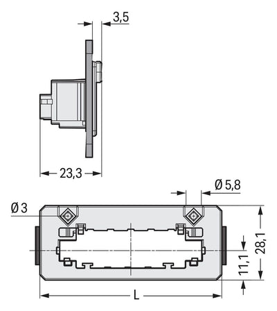 WAGO 831-303 Snap-In-Rahmen, 1-teilig,Rastermaß 7,62mm,lichtgrau