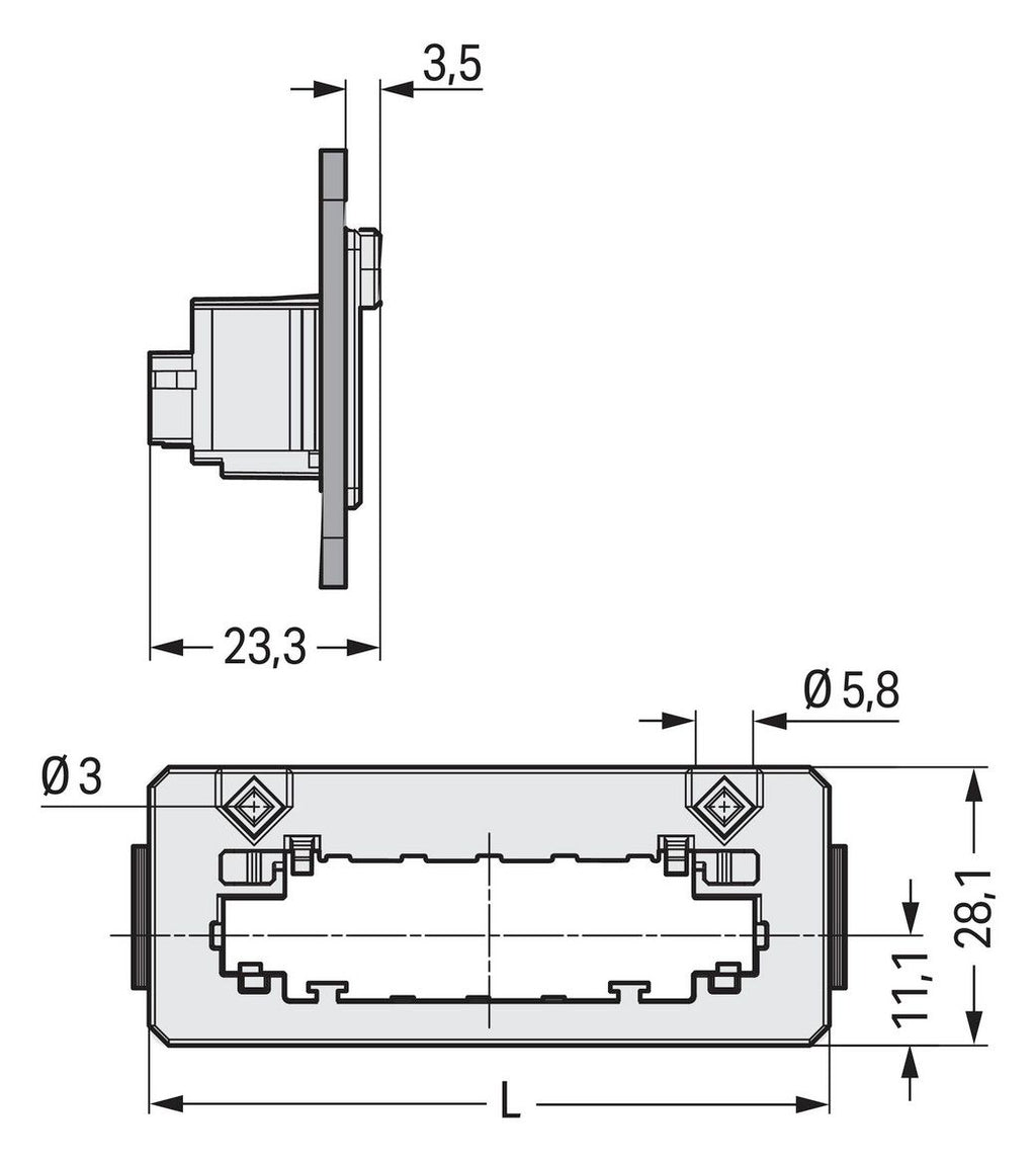 WAGO 831-304 Snap-In-Rahmen, 1-teilig,Rastermaß 7,62mm,lichtgrau