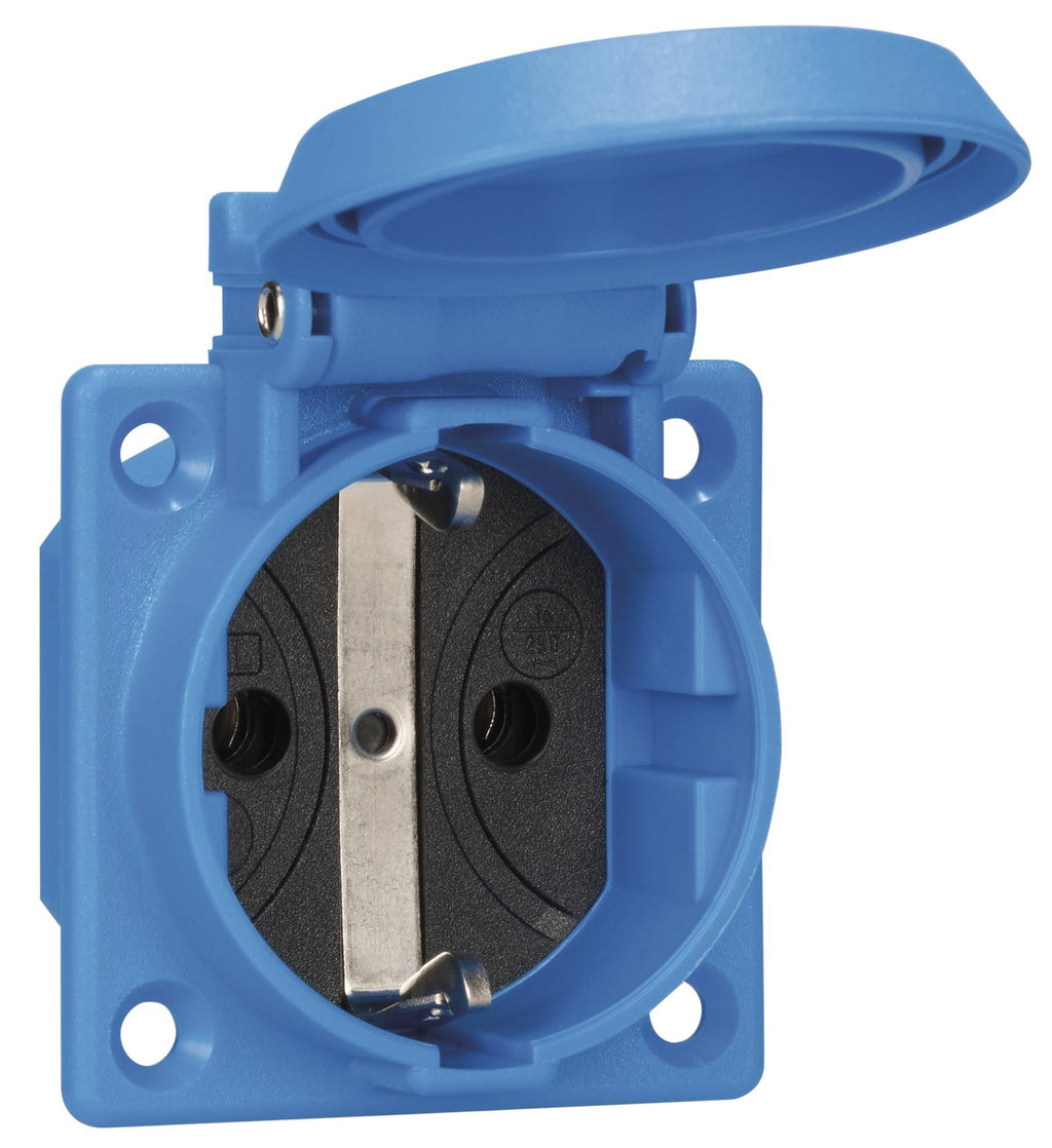ABL 1661050 SCHUKOClassic Thermoplast Einbausteckdose Klappdeckel IP54 blau