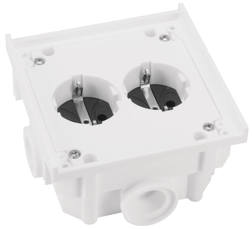 ABL 1632602 Unterteil m.SCHUKO-Zweifach- Steckdose Thermoplast 4xM20 weiß
