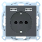 Mert MEG 2366-0414 Schuko-Steckdose m.USB Ladegerät anthrazit