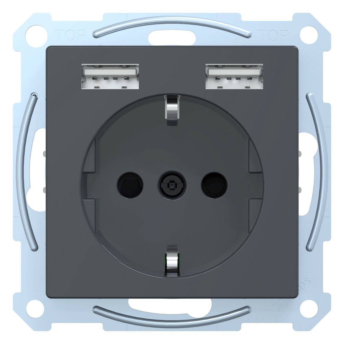 Mert MEG 2366-0414 Schuko-Steckdose m.USB Ladegerät anthrazit