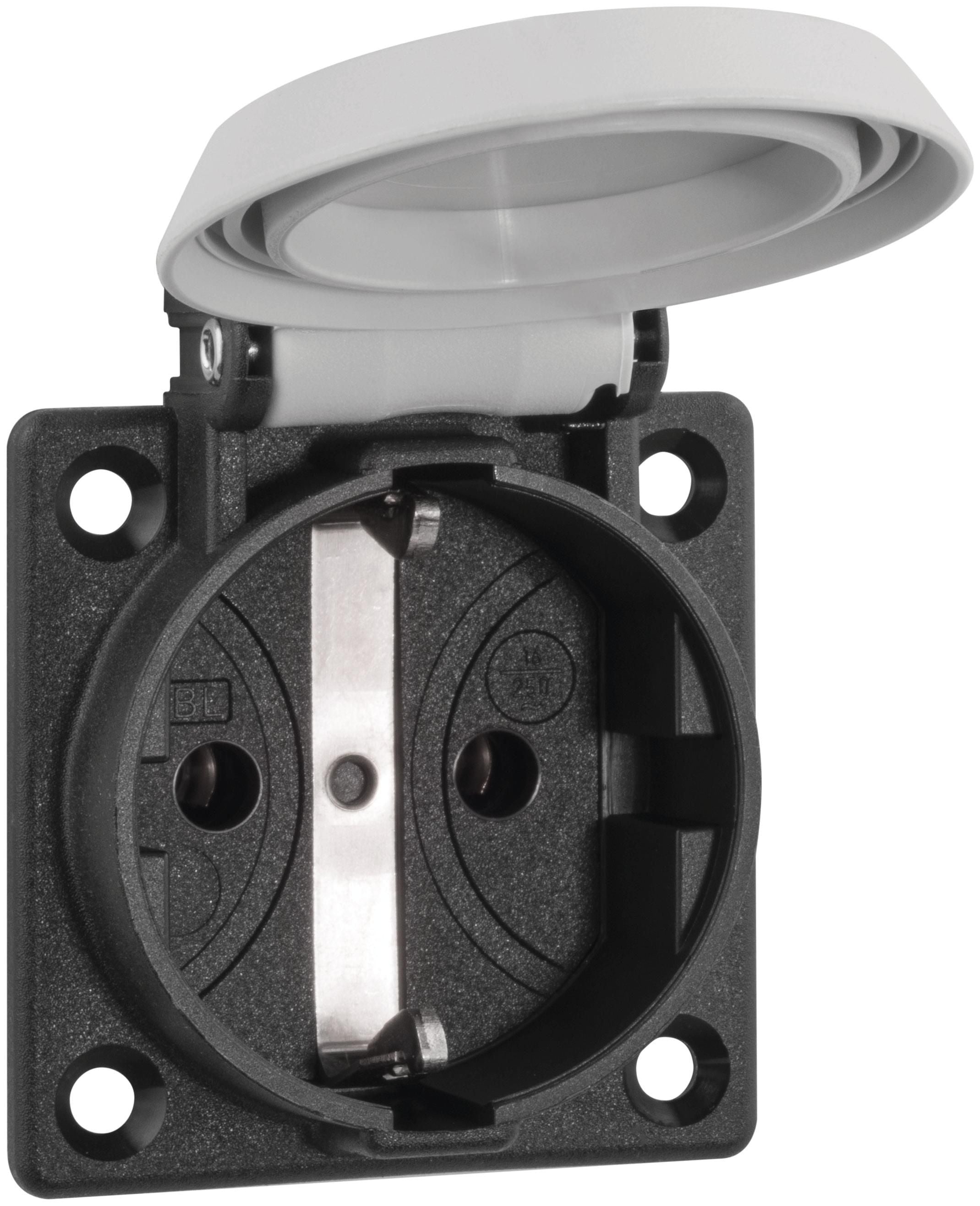 ABL 1661060 SCHUKOClassic Thermoplast Einbausteckdose Klappdeckel IP54 grau