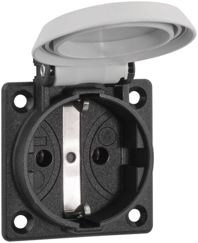 ABL 1661060 SCHUKOClassic Thermoplast Einbausteckdose Klappdeckel IP54 grau
