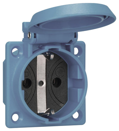 ABL 1661050 SCHUKOClassic Thermoplast Einbausteckdose Klappdeckel IP54 blau
