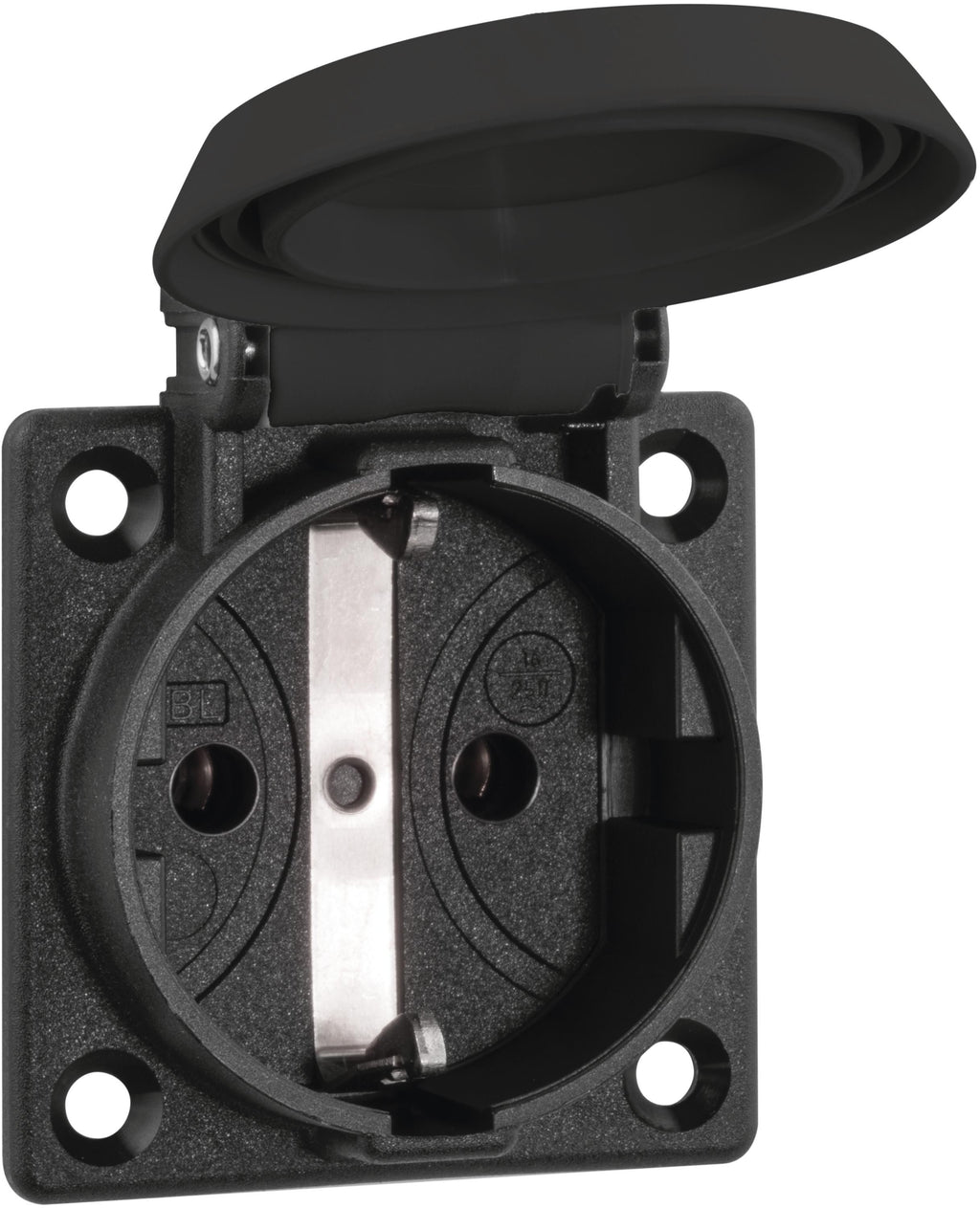 ABL 1661000 SCHUKOClassic Thermoplast Einbausteckdose Klappdeckel IP54 schwarz