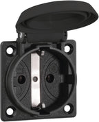 ABL 1661000 SCHUKOClassic Thermoplast Einbausteckdose Klappdeckel IP54 schwarz