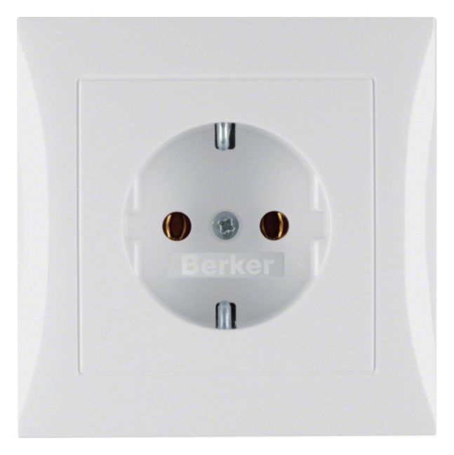 Berker 47428989 Steckdose SCHUKO m.Abdeckplatte S.1 polarweiß glänzend