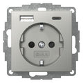 GIRA 2459600 SCHUKO-Steckdose Shutter USB 2f Typ A/C System 55 Edelstahl (la.)