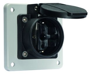 Bals 71113 Schuko-Anbausteckdose 16A 3p IP54 schwarz ortsveränderlich