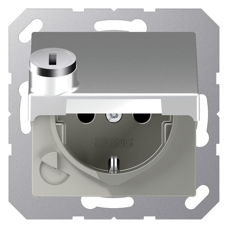 Jung A1520BFKLSLAL SCHUKO Steckdose Klappdeckel Schloss Serie A aluminium