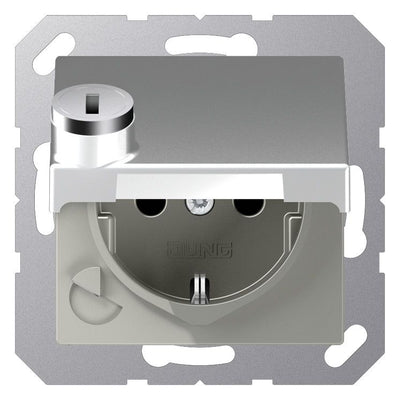 Jung A1520BFKLSLAL SCHUKO Steckdose Klappdeckel Schloss Serie A aluminium