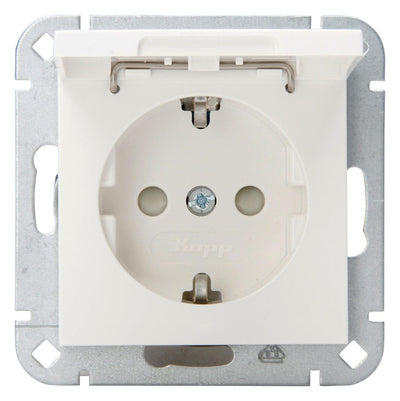Kopp 940129002 HK07 Schuko Steckdose Klappd.erh.Ber.schutz reinweiß