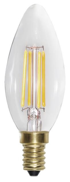 S&H 35506 LED Kerzenform Filament 35x98mm E14 220-240VAC 4W/821 350Lm klar
