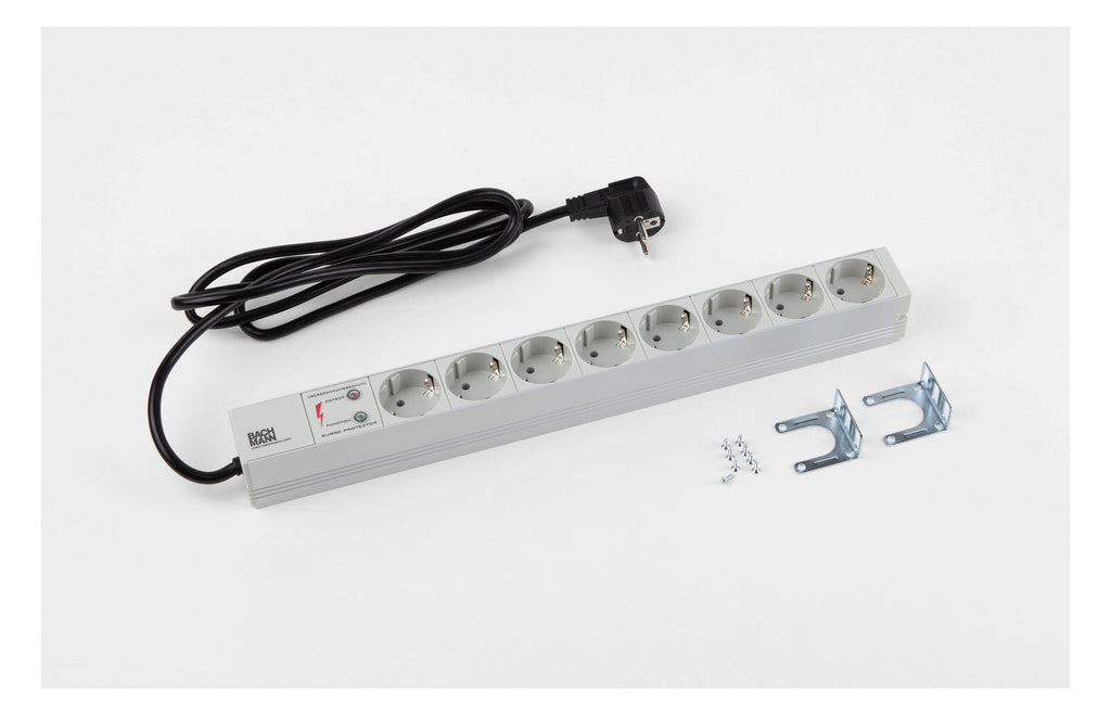 Bachmann 333.404 19" 1HE 8xSchuko 1xÜSS Strom 2m Schuko