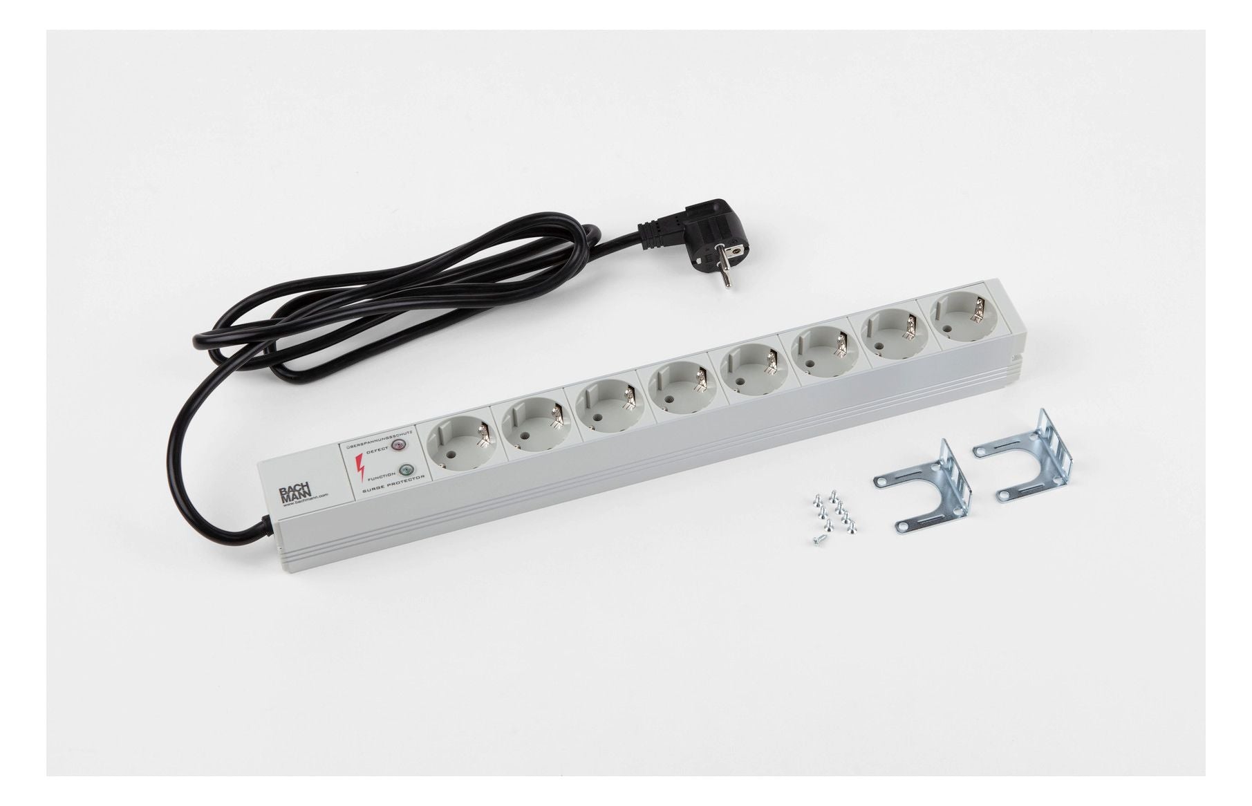 Bachmann 333.404 19" 1HE 8xSchuko 1xÜSS Strom 2m Schuko