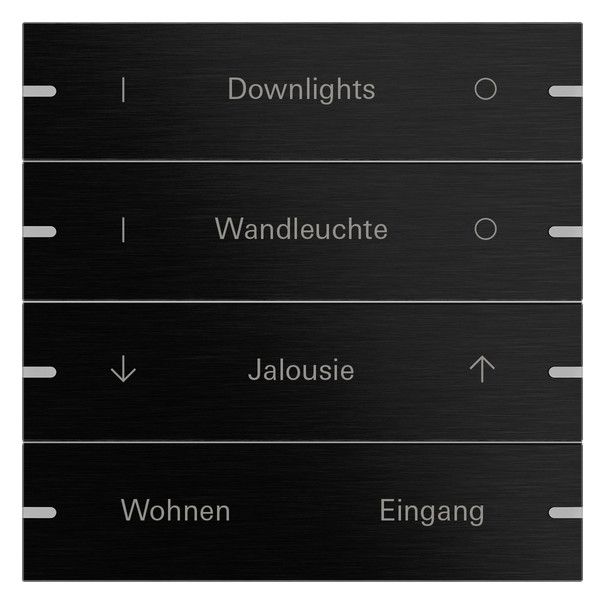 GIRA 5034126 Wippenset 4fach indiv. Tastsensor4 TS4 Alu Schwarz (eloxiert)
