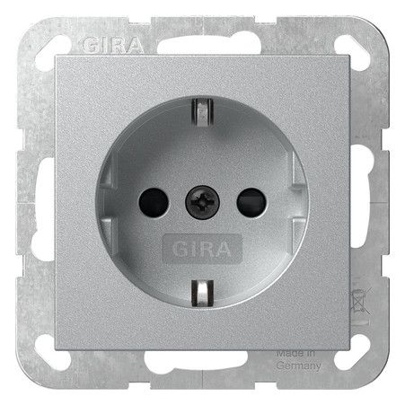 GIRA 475526 SCHUKO-Steckdose m.Shutter o.Krallen System 55 Farbe Alu