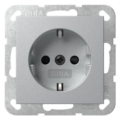 GIRA 475526 SCHUKO-Steckdose m.Shutter o.Krallen System 55 Farbe Alu