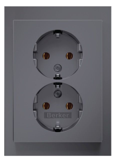 Berker 47747004 Doppelsteckdose SCHUKO m Abdeckplatte Berker K.5 edelstahl matt