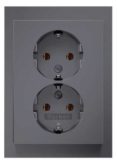 Berker 47747004 Doppelsteckdose SCHUKO m Abdeckplatte Berker K.5 edelstahl matt